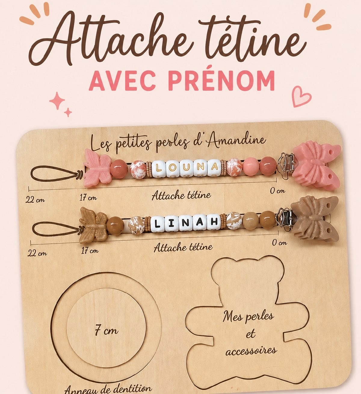 Attache tétine avec prénom